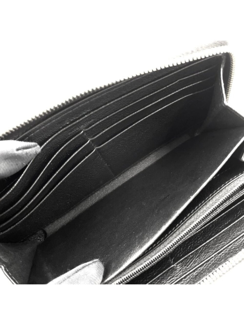 Saint Laurent YSL Logo Bel de Jour Zip Around Leather Black Wallet Gold - Picture 11 of 15